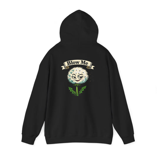 Hoodie — Whimsical Dandelion “Breathe” Back Graphic Cozy Pullover