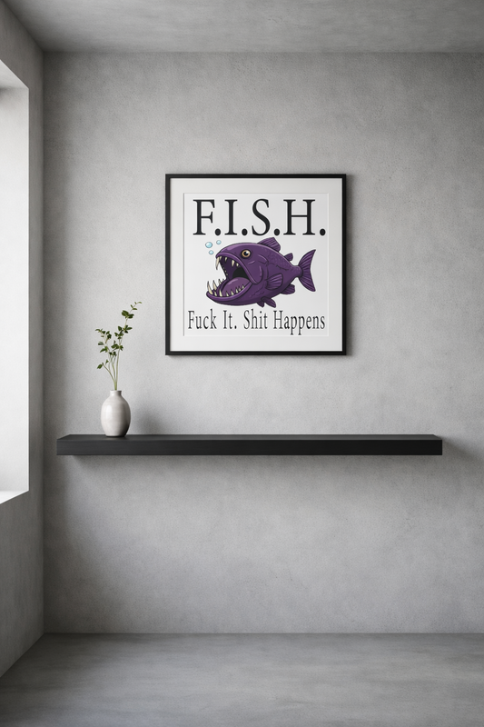 Rolled Poster — F.I.S.H. (Fuck It, Shit Happens) Humorous Fish Art Print