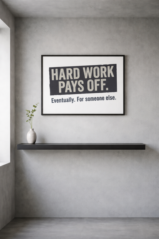 Rolled Poster — "Hard Work Pays Off. Eventually. For Someone Else." Motivational Humor Wall Art