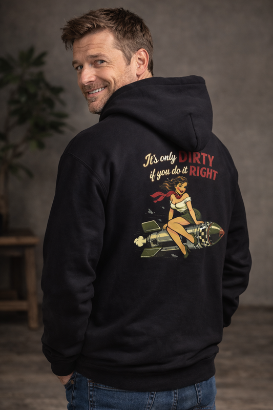 Pinup Bomb Girl Hoodie - Retro Vintage Nose Art "You're Right" Graphic Sweatshirt